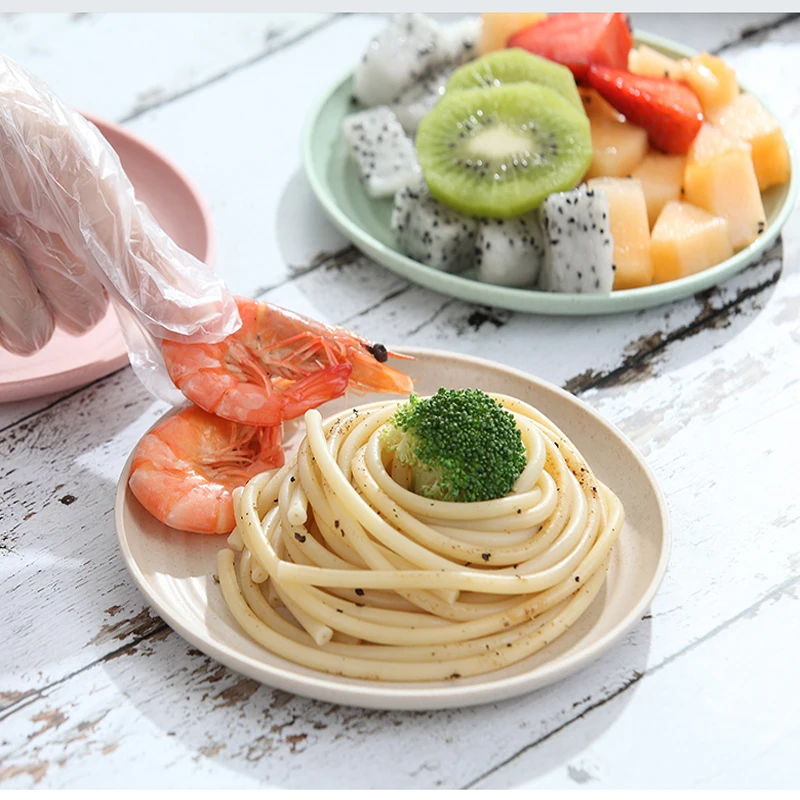 

2022 New Nordic Ins Style Wheat Straw Plate Household Mixed Color Series Of Cute Creative Anti-Fall Fruit Salad Plates Sets
