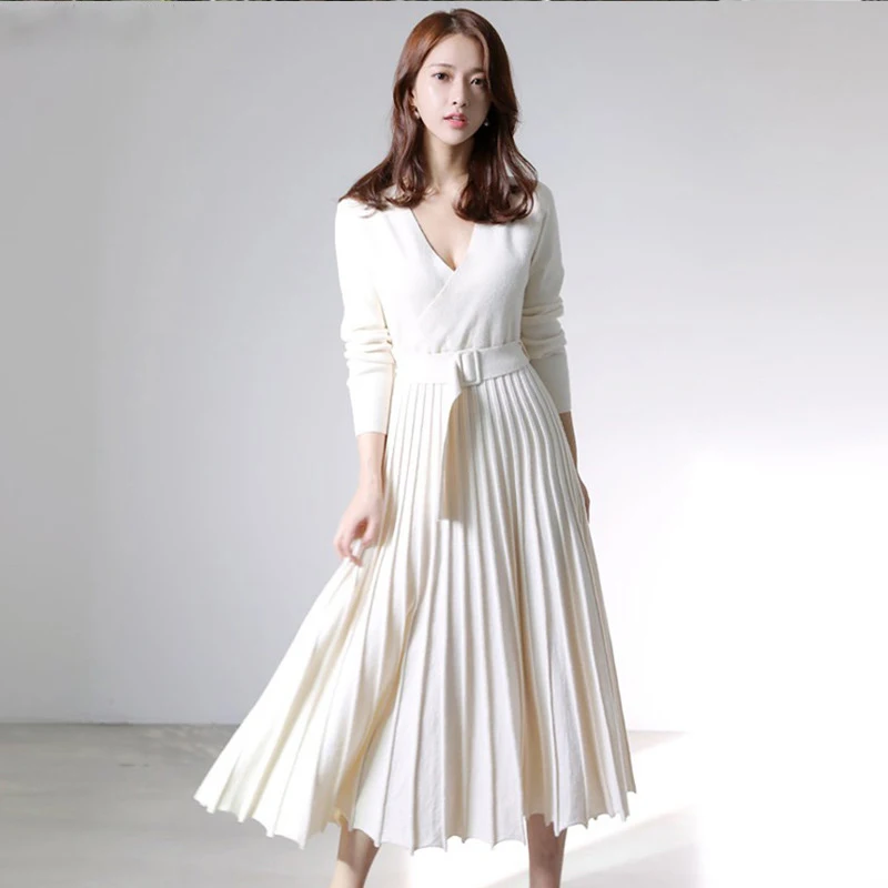 Зимнее модное платье свитер с длинным рукавом новинка 2019 женское плотное теплое