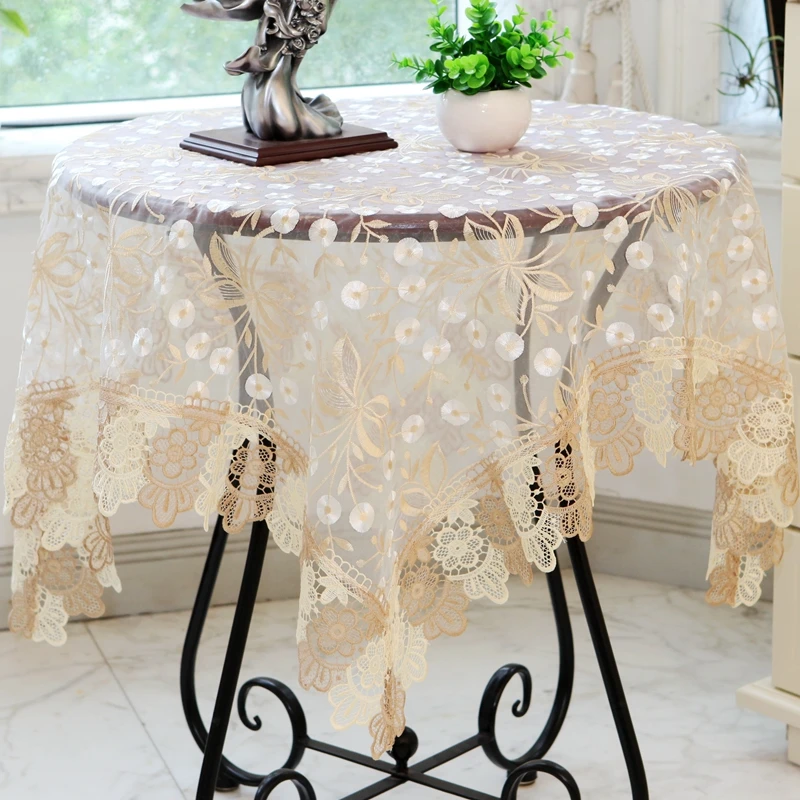 Toalha de mesa de casamento bordada, redonda/retangular, decoração de móveis, fio transparente, europa images - 6