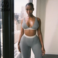zogaa spring and summer hot sale womens new v neck sports yoga suit