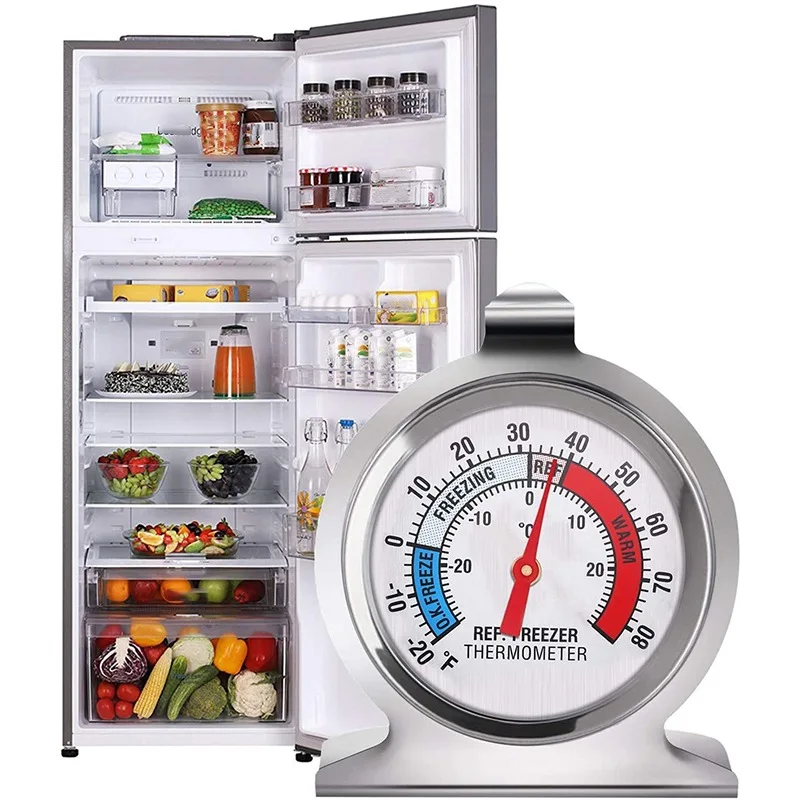 

1pc Refrigerator Thermometer Stainless Steel Fridge Freezer Thermometers Fridge Temperature Sensor Meter Gauge Kitchen Tools