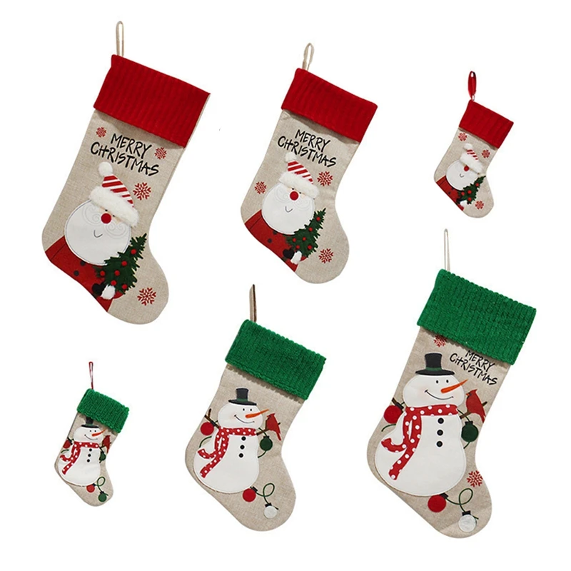

Christmas Stocking Santa Claus Candy Gift Bag Xmas Tree Hanging Decor For Holiday Party Home Decoration