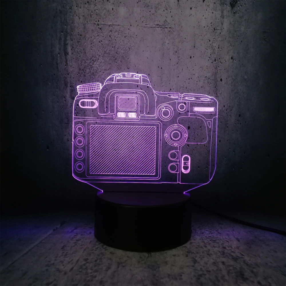 Модель камеры многоцветная изменение 3D лампа настольная декоративная рядом