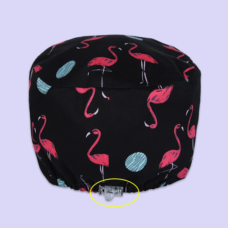 

New Flamingo Scrub Caps Nurse Dental Print Scrubs Hat 100% Cotton Women Men Dust Proof Veterinarian Hats Cooking Chef Cap K126