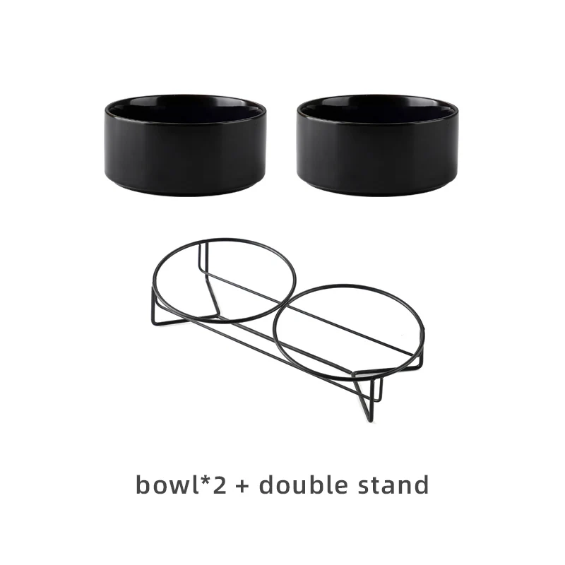 

Double Ceramic Dog Bowl Drinking Dish Feeder For Pet Food Water Dish With Raised Stand Feeding Accessories Cat Puppy