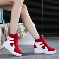 high top shoes emery leather shoes color womens shoes spring and autumn leisure travel muffin single shoe thick sole increase