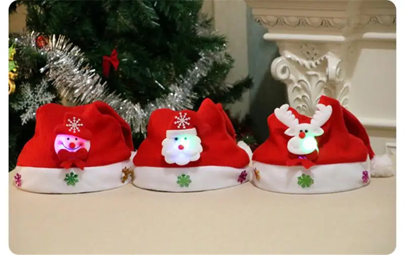 Christmas Hat Ornaments For Home Xmas Santa Claus Gifts Navidad Decor Winter Caps Kids | Дом и сад