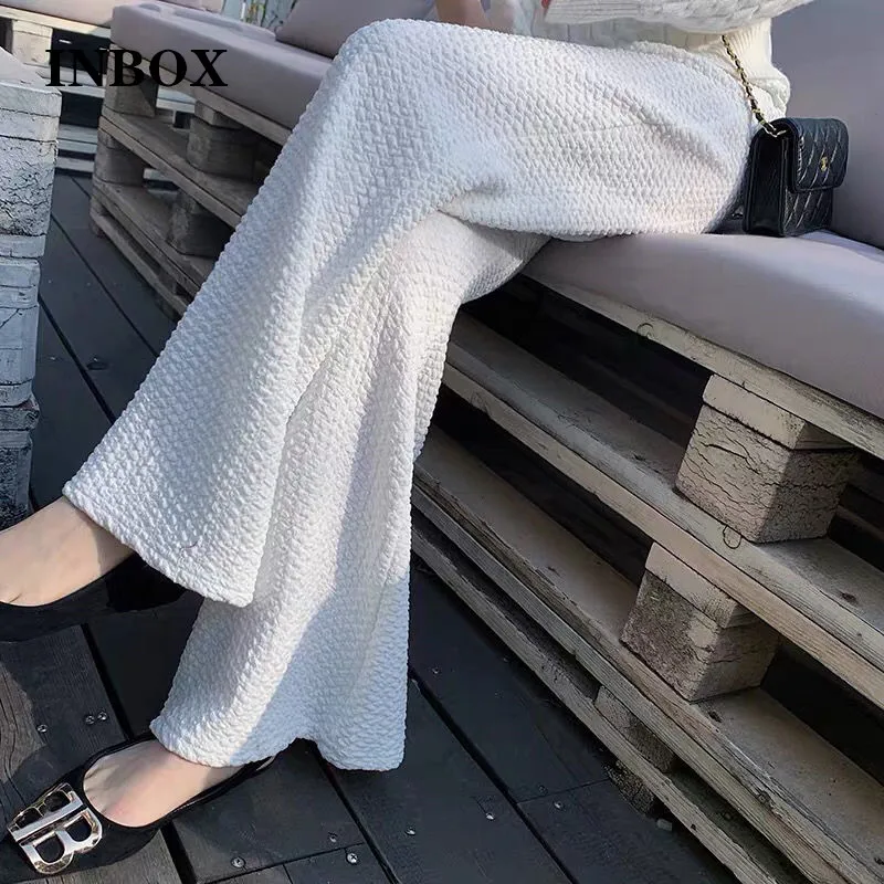 

Женские брюки с завышенной талией INBOX, Свободные повседневные брюки с широкими штанинами, модные тонкие прямые брюки в Корейском стиле, осень 2021