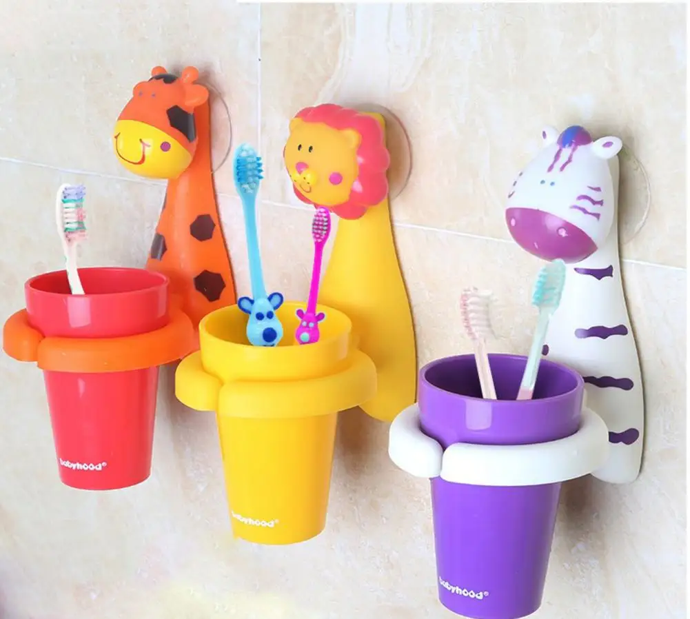 

Cartoon Children Brushing Cup Holder Cute Animal Children Kids Toothbrush Set With Toothbrush Rinse Cup And Holder
