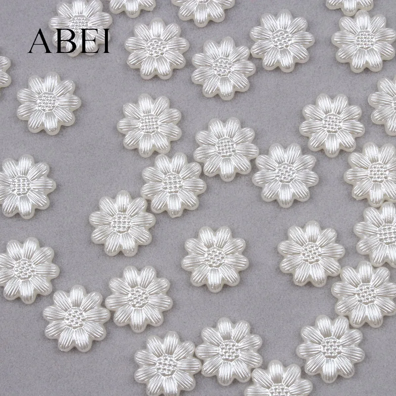 200 шт. 12 мм бусины из АБС смолы с цветами и плоской задней частью свободный Бисер