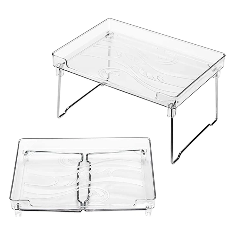 

Stackable Cabinet Organizers and Storage, 2 Packs Cabinet Storage Organization, Clear Cabinet Shelves