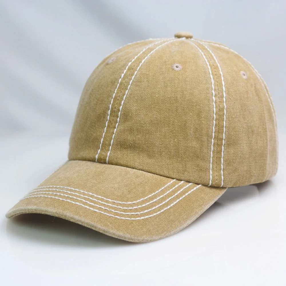 

Soft Retro Dad Hat Men's Washed Baseball Cap Thick Stitch 6 Panel Cap Khaki Black Brown Dark Red