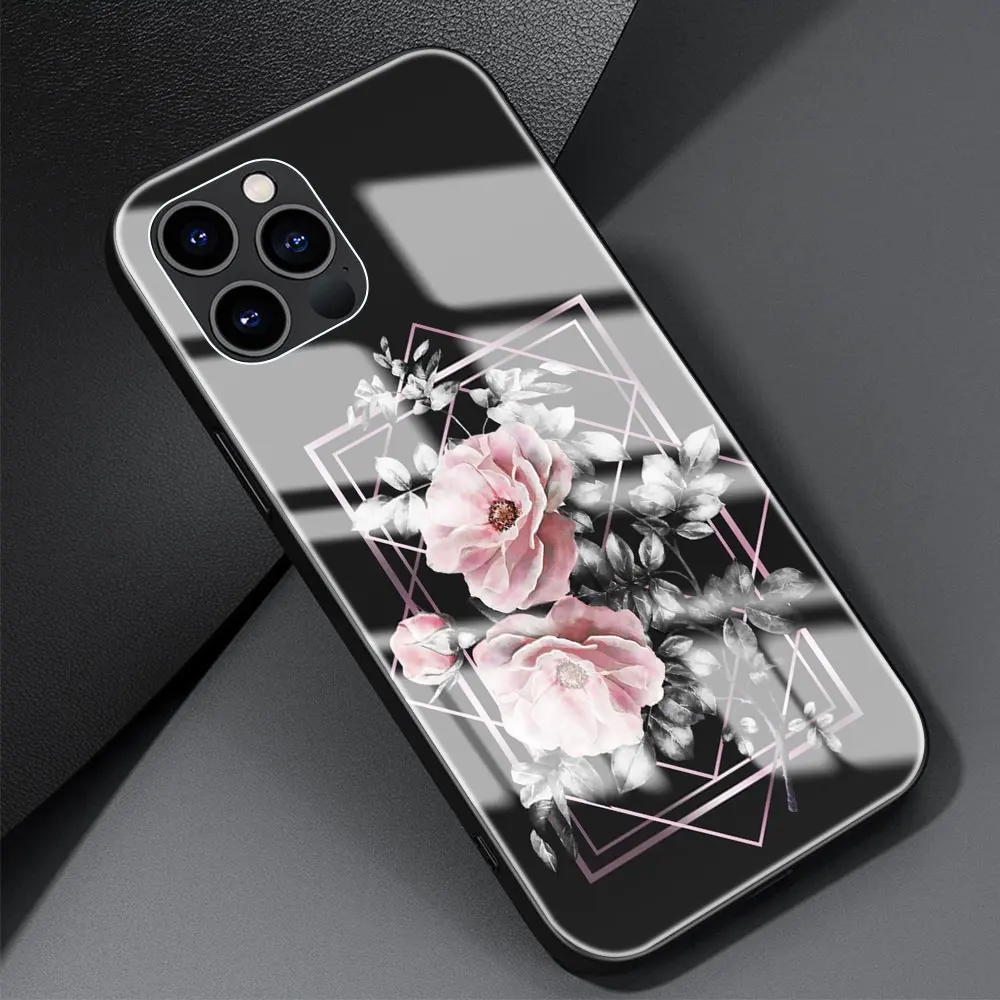

Cute Phink Pattern Phone Case For Apple iPhone 12 Mini 11 Pro 7 XR X XS Max 6 6S 8 Plus Tempered Glass Mobile Cover Sac