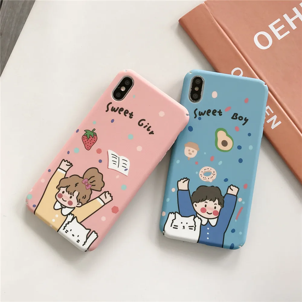 For Huawei P30 P20 Lite Pro Mate 30 20 Cartoon Girl And Boy Hard PC Case Honor 10 9i 10i 8X Cover |