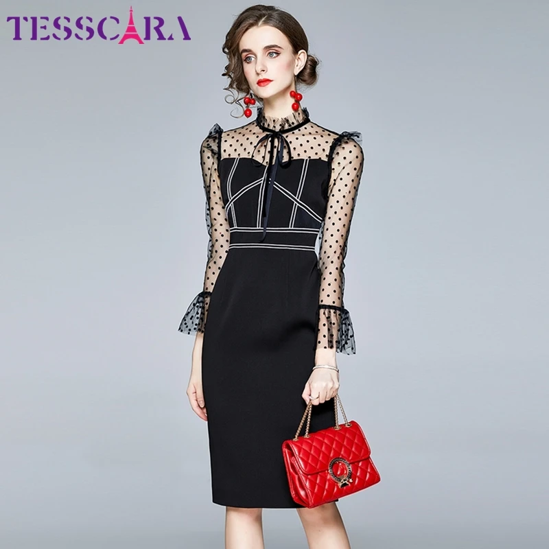 Женское элегантное платье-карандаш TESSCARA праздничное офисное платье высокого