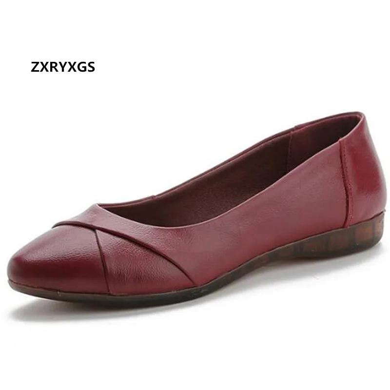 

Promotion Soft Sole Comfortable Shoes Woman Flats 2020 New Autumn Genuine Leather Shoes Casual Shoes Large Size Women Flat Shoes