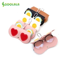 soolala sunglasses cases holder pu leather clip glasses bag soft glasses case women multi function eyeglasses eyewear case