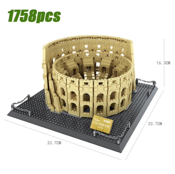 

City Architecture Compatible Roman Colosseum Berlin Brandenburg Gate Japan Temple New York Flatiron Building Blocks toys