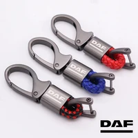 car key chain for daf lf van xf cf with logo keyring metal car emblem new car styling leather car key ring keychain accessories