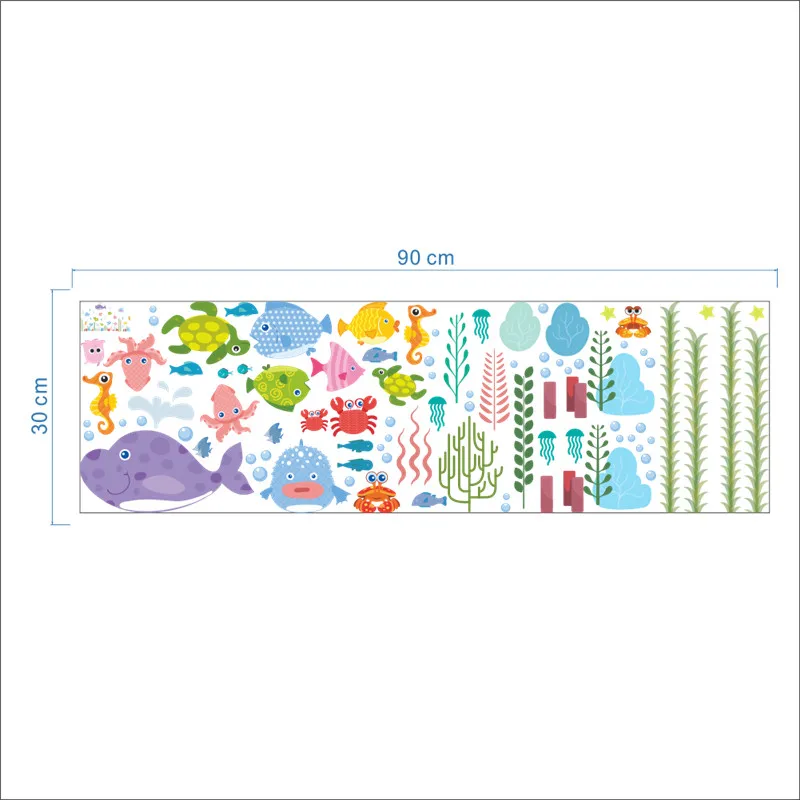 

Underwater Sealife Fish Wall Stickers For Kids Room Bathroom Decor Turtle Mural Art Home Decal Poster Children Gift