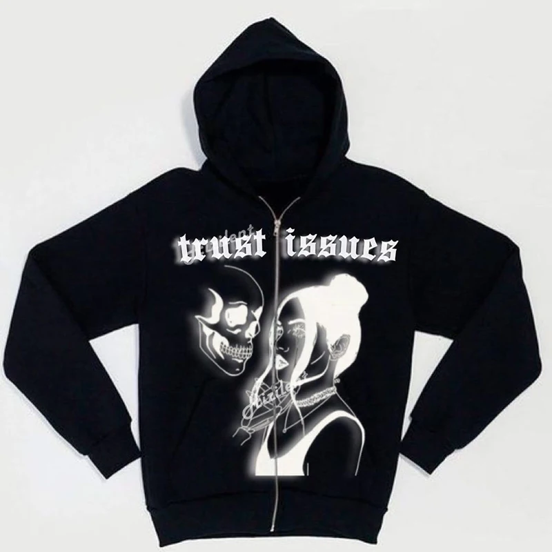 

Женские толстовки на молнии, пальто, уличная одежда в стиле хип-хоп, свитшот, гранж-куртка с принтом графики в готическом стиле Харадзюку, ве...