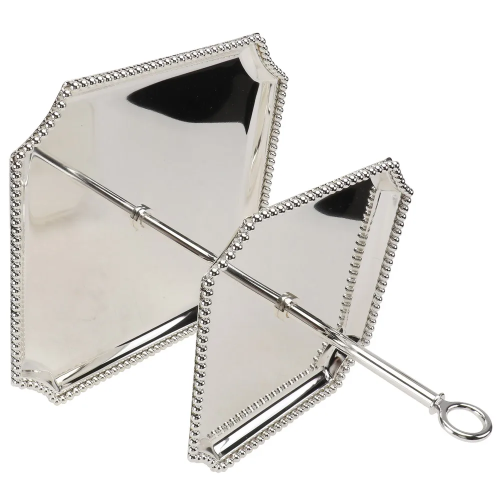 

1Pc Decorative Cake Holder Wedding Cake Stand Double-layer Baking Shelf (Silver)
