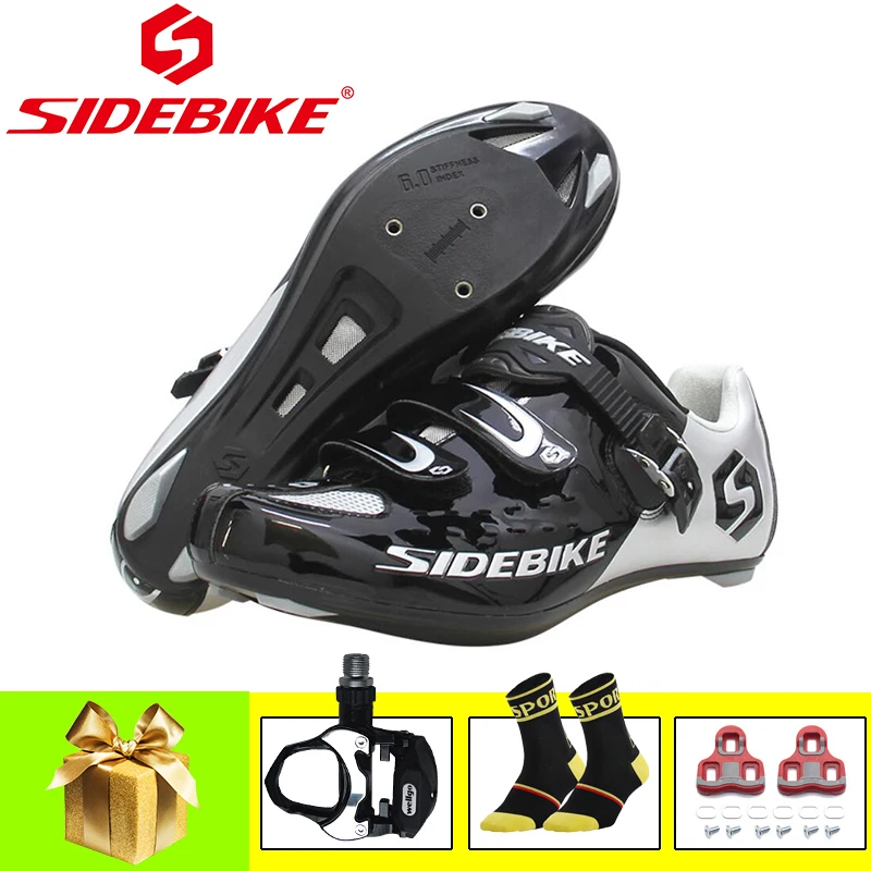package 1 for B SIDEBIKE, обувь для шоссейного велосипеда, мужские велосипедные педали, бутсы, дышащие, самозакрывающиеся, дышащие, для езды на велосипеде, спортивные кроссовки - Цвет: package 1 for B