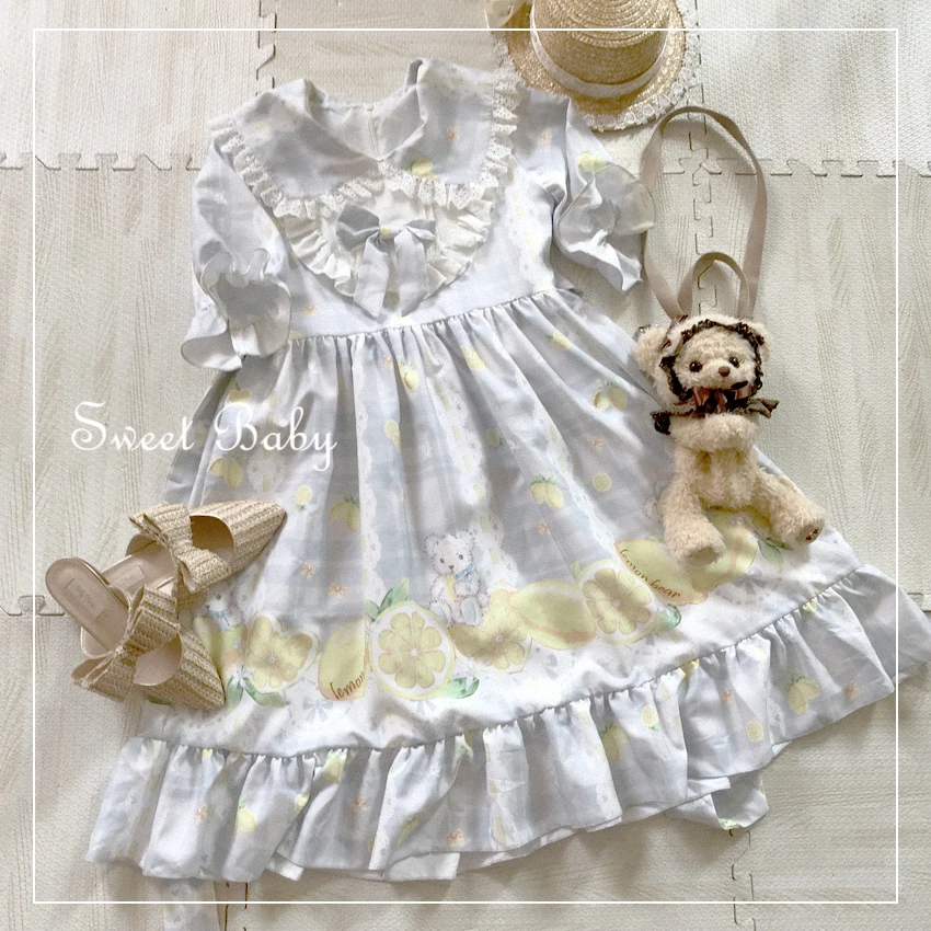 Японское винтажное платье лолиты для девочек мягкое кружевное клетчатое с