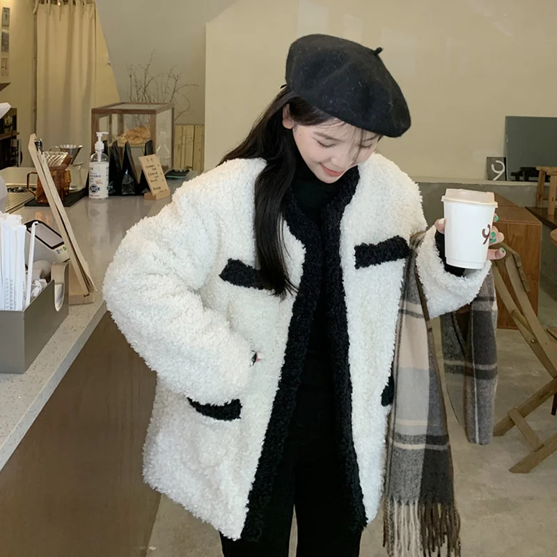 

Xiaoxiangfeng Imitation Lamb Wool Cotton Jacket Women's Clothing Autumn and Winter 2021 New Design Sense of Minority Loose