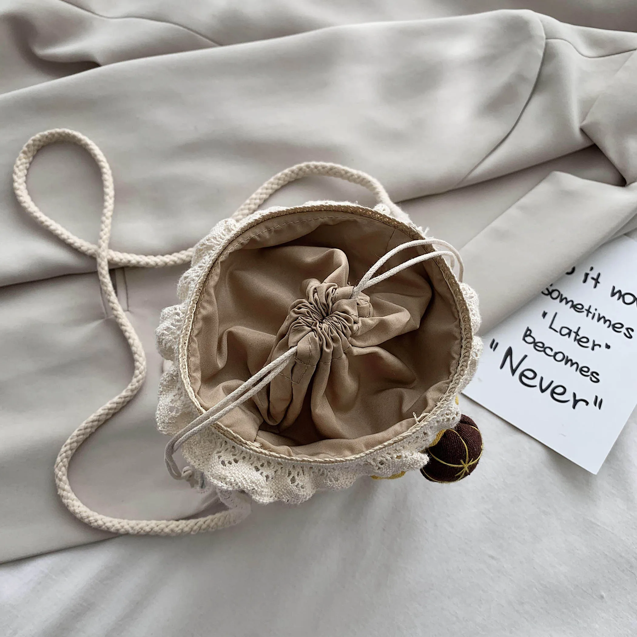 Сумка-ведро из искусственной соломы с цветами летняя пляжная сумка-мессенджер