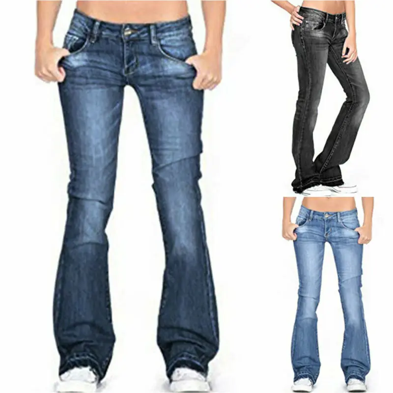 

New Skinny Flared Jeans Women's Fashion Denim Pants Bootcut Bell Bottoms Stretch Trousers Women Jeans Woman Jeans Low Rise Jeans