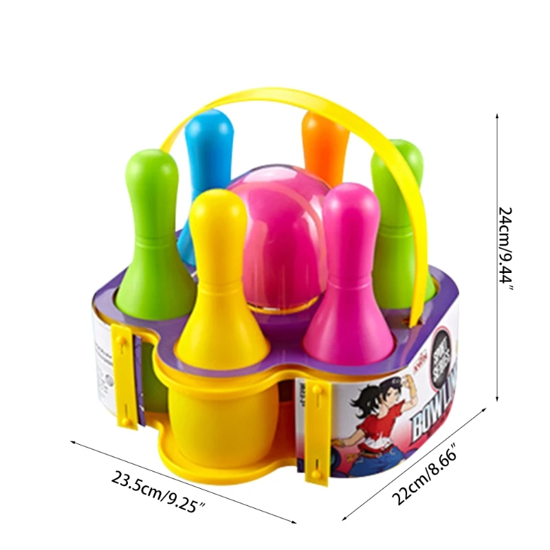 

6 Pins 1 Ball Kids Sports Bowling Ball Toy Set Colorful for Children