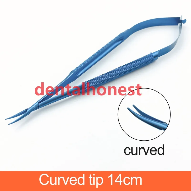 Curved Tip 14cm 1 шт., титановые хирургические зубные держатели для игл, прямой инструмент, 12 см/14 см/16 см/18 см - Цвет: Curved Tip 14cm
