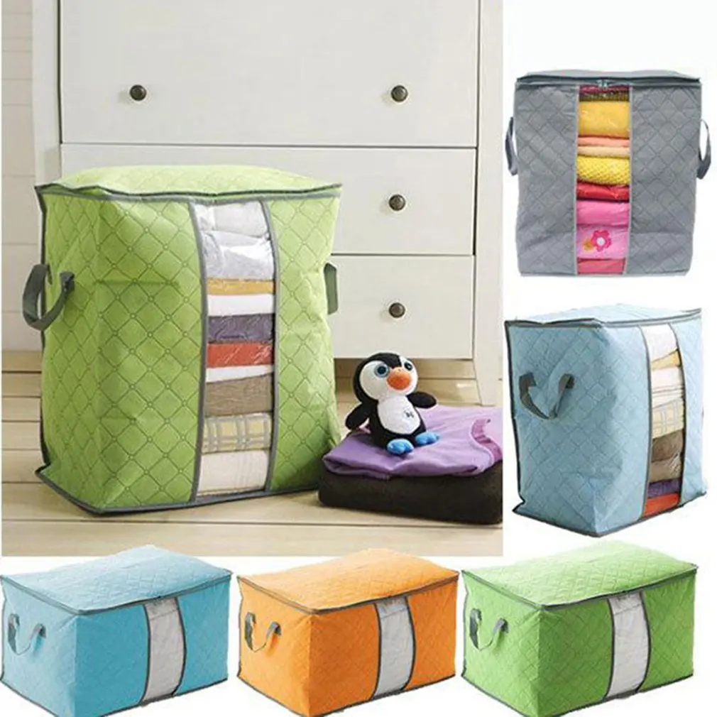

Clothes Storage Bag Organizer Folding Large Size Non-woven Fabric Portable bag Home Closet Organizer For Pillow Quilt