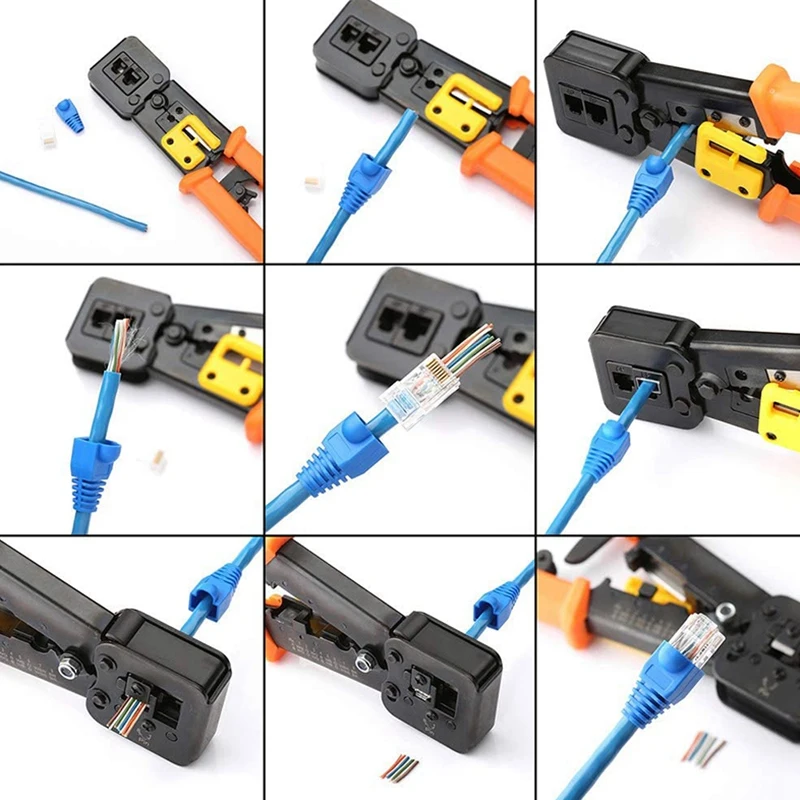 

RJ45 Crimping Network Tool Kit for Cat6 Cat5 Cat5e Rj45 Rj11 Connector 8P 6P lan Cable Wires Pliers