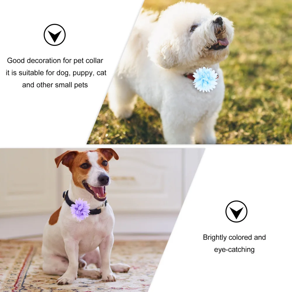 

10pcs Chiffon Flowers Dog Collar Flowers Pet Collar Ornaments (Mixed Style)