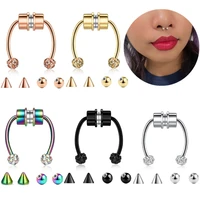 1pcs non piercing fake horseshoe nose ring surgical steel crystal fake septum piercing magnet nose ring septum clip on nose cuff