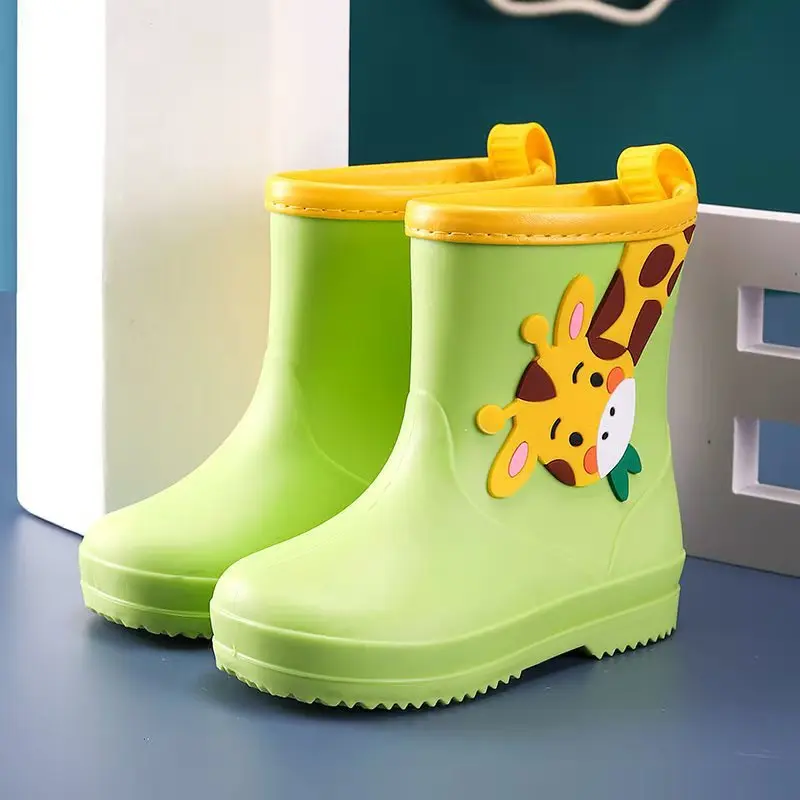 

New children's rain shoes soft rubber baby water shoes Plush warm and antiskid rain boots