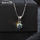Ожерелье BOEYCJR из серебра 925 пробы с зеленым муассанитом карат1 карат2 карата VVS1 для помолвки Элегантное свадебное ожерелье с подвеской для женщин подарок