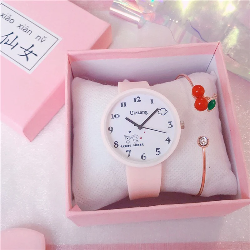 Часы наручные детские с силиконовым ремешком милые кварцевые желе браслетом в