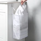 Настенная корзина для белья из дышащей сетки Складная настенная корзина для грязной одежды Корзины для хранения одежды для ванной комнаты