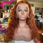 Парики из натуральных волос оранжевого имбиря, глубокая волна, 180% красный, оранжевый, цвет Омбре, бразильские волосы Реми для женщин, предварительно выщипанные