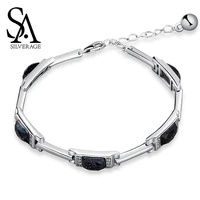 sa silverage bracelets bangles 925 sterling silver rectangle stone chain 925 silver chain link bracelet chain link bracelets