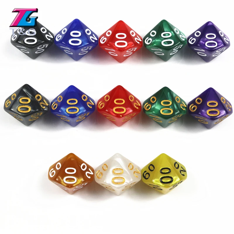 D10(00-90) игральные кости для ролевых игр 10 лиц богатые цвета настольная игра Dnd |