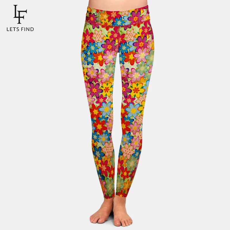 LETSFIND Новое поступление модные женские леггинсы с высокой талией 3D Цветные