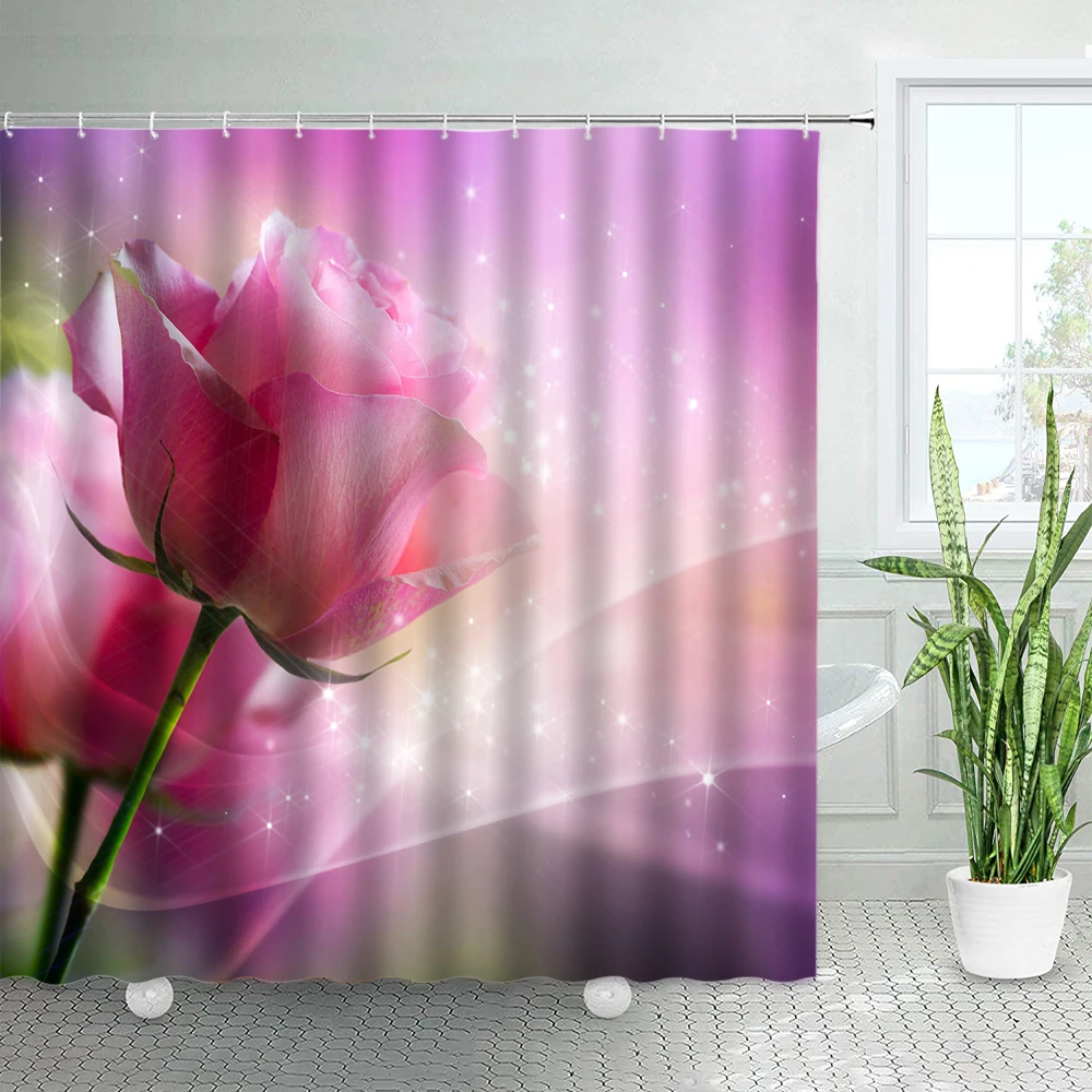 Занавеска для душа с леопардовым принтом красная роза дикие животные леопард