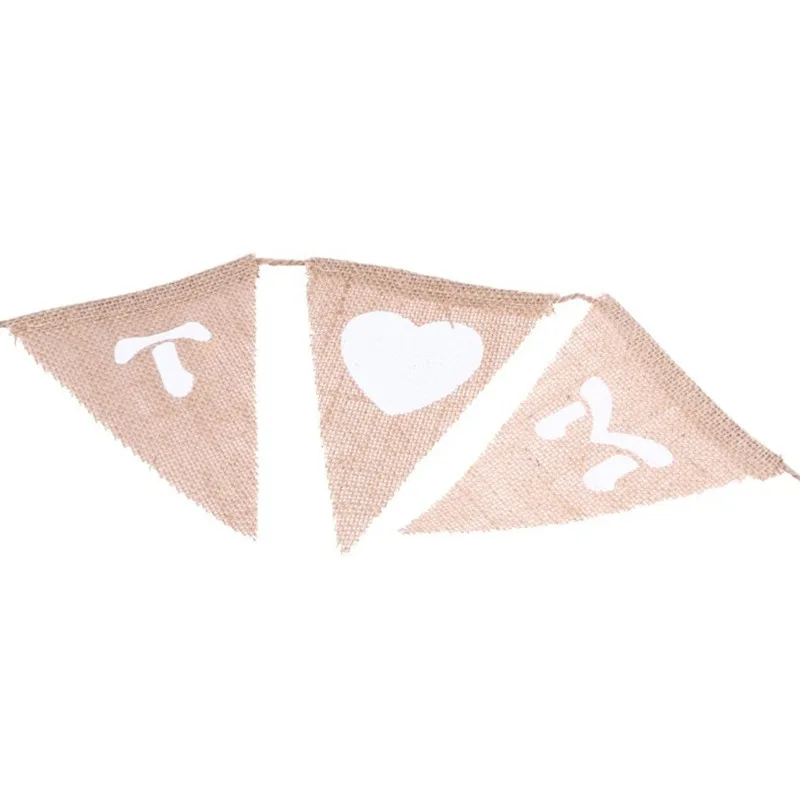 3 м ручной работы Винтаж Мешковина овсянка Вымпел только что замужние письмо