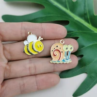 10pcs enamel snail bees charm for jewelry making and crafting fashion earring pendant bracelet necklace charms yz678