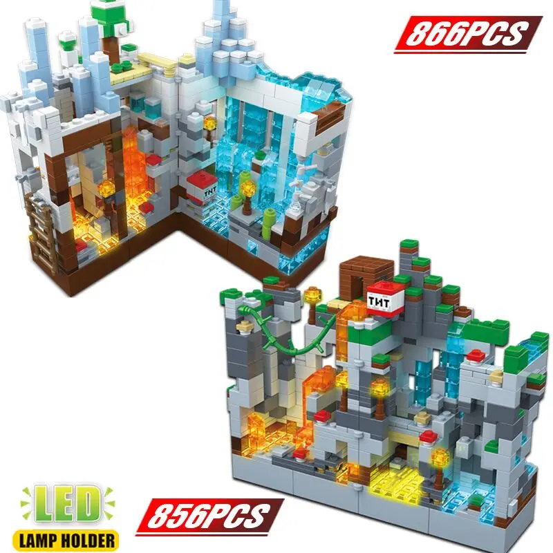 

Creator Expert Building Blocks Set Mine Cave Legoinglys Zombie with Light My World Steve Bricks Toys for Kids