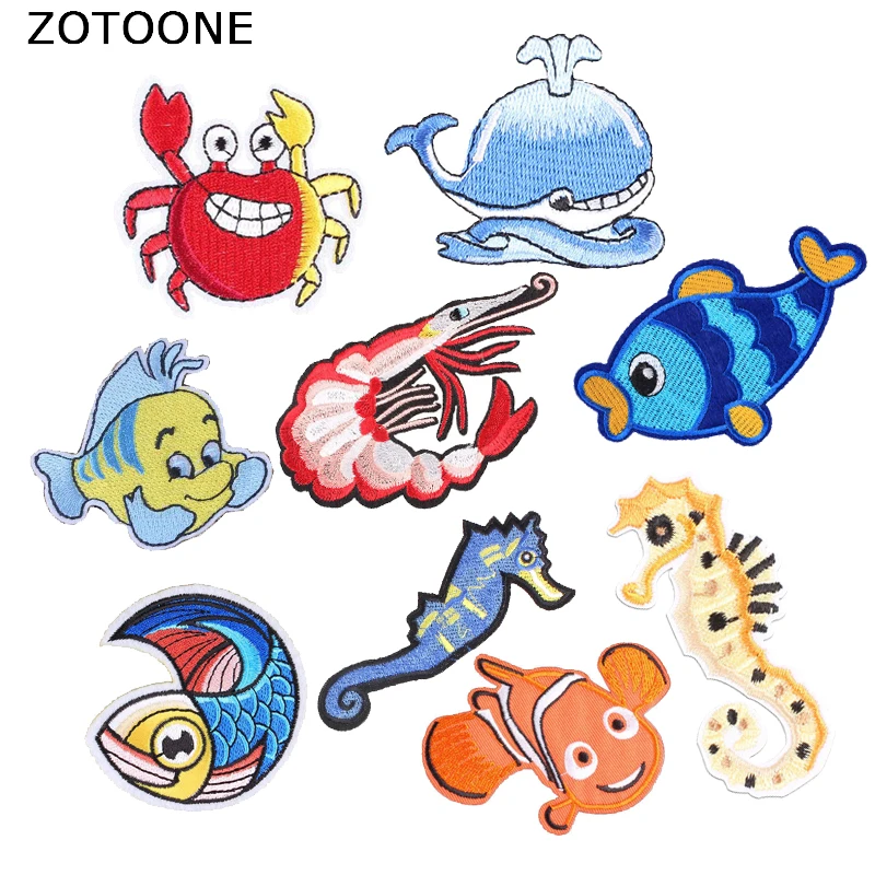 ZOTOONE Мультяшные нашивки-крабы вышивка нашивки для одежды сделай сам морские